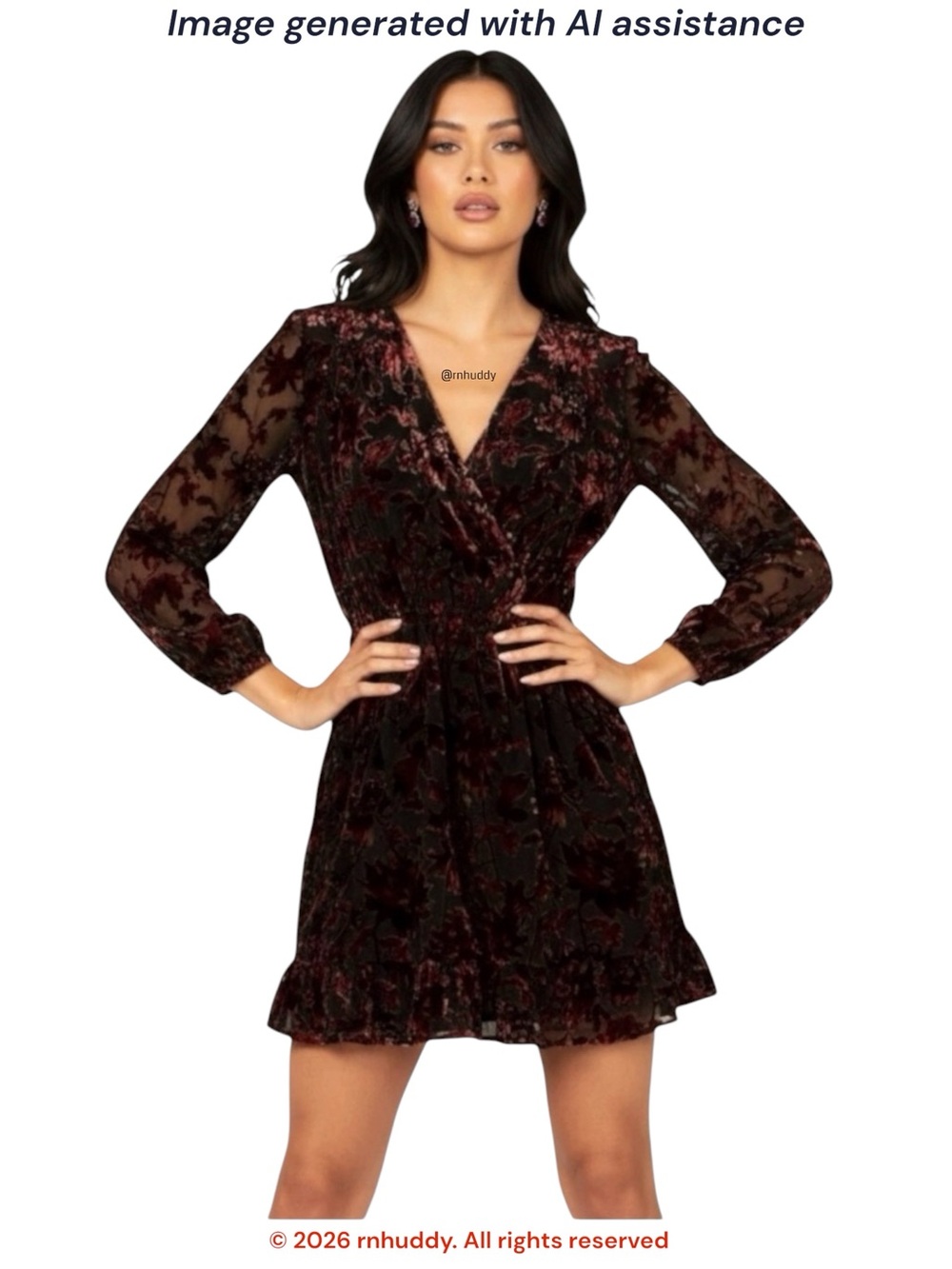 Shyanne S black/red shade velvet burnout dress